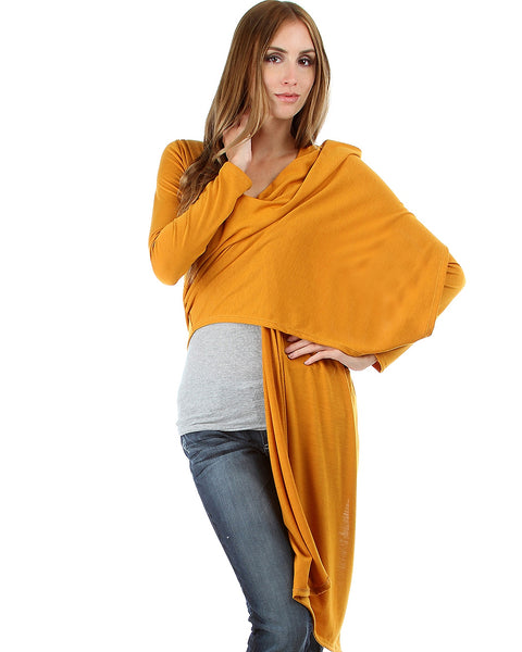 Hi-Lo Open Wrap Mustard Cardigan