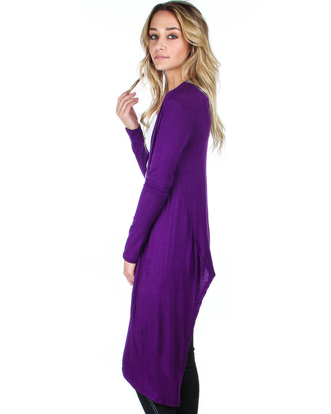Hi-Lo Open Wrap Purple Cardigan