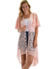 Lyss Loo Women's Simple Pleasure Blush Lace Kimono Cardigan - Lyss Loo