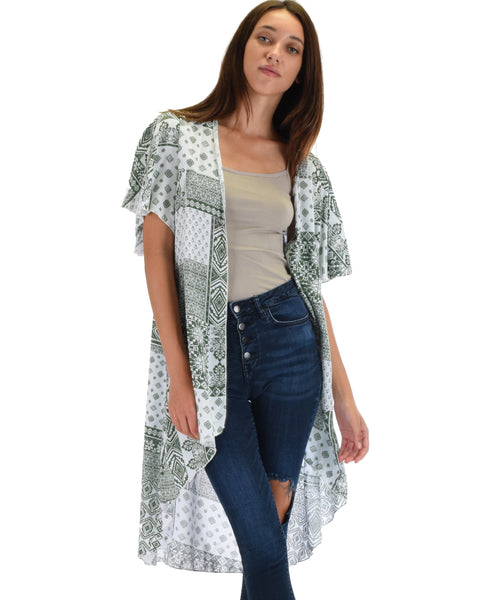 Feel The Breeze Aztec Printed Kimono Cardigan