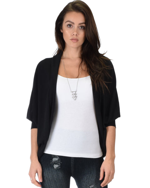 Comin' Up Cozy Black Long Sleeve Cocoon Cardigan