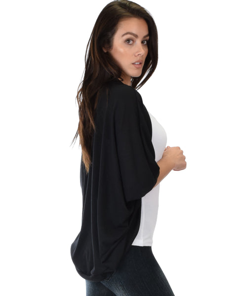 Comin' Up Cozy Black Long Sleeve Cocoon Cardigan