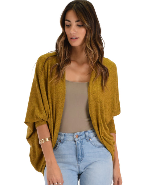 Comin' Up Cozy Mustard Long Sleeve Cocoon Cardigan