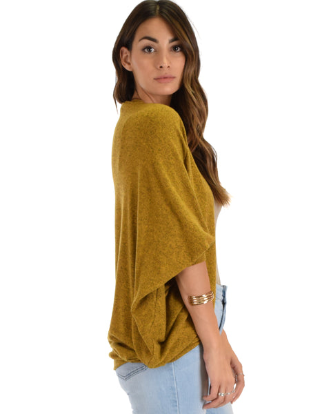 Comin' Up Cozy Mustard Long Sleeve Cocoon Cardigan