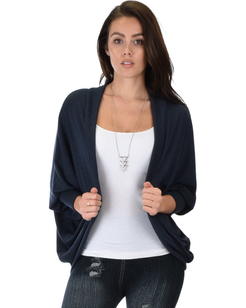 Comin' Up Cozy Navy Long Sleeve Cocoon Cardigan