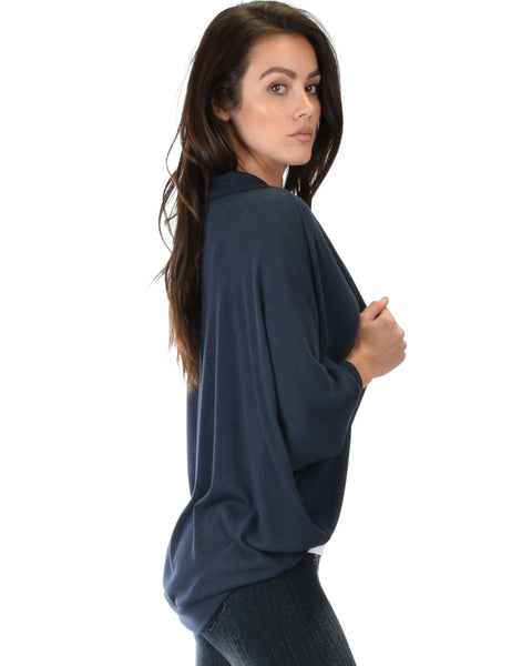 Comin' Up Cozy Navy Long Sleeve Cocoon Cardigan