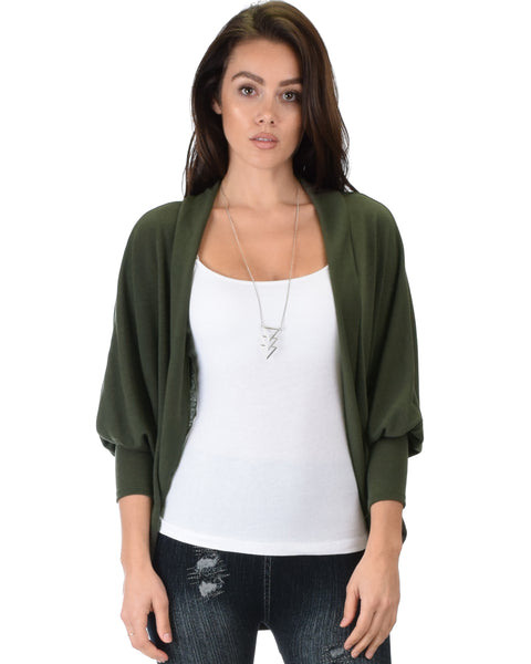 Comin' Up Cozy Olive Long Sleeve Cocoon Cardigan