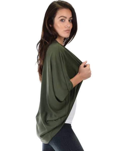 Comin' Up Cozy Olive Long Sleeve Cocoon Cardigan