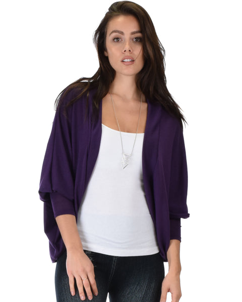 Comin' Up Cozy Purple Long Sleeve Cocoon Cardigan