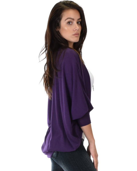 Comin' Up Cozy Purple Long Sleeve Cocoon Cardigan