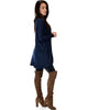 City Sleek Long-Line Navy Cardigan - Side Image