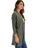 City Sleek Long-Line Olive 2-Tone Cardigan - Side Image