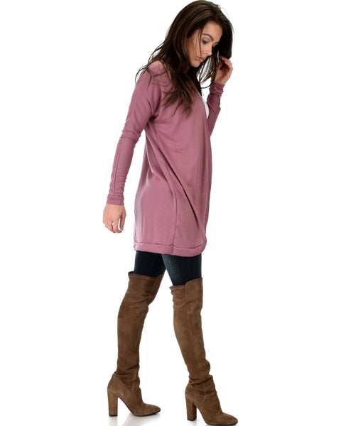 City Sleek Long-Line Marsala Cardigan