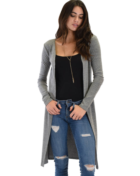 Juniors Graceful Ways Long Grey Cardigan