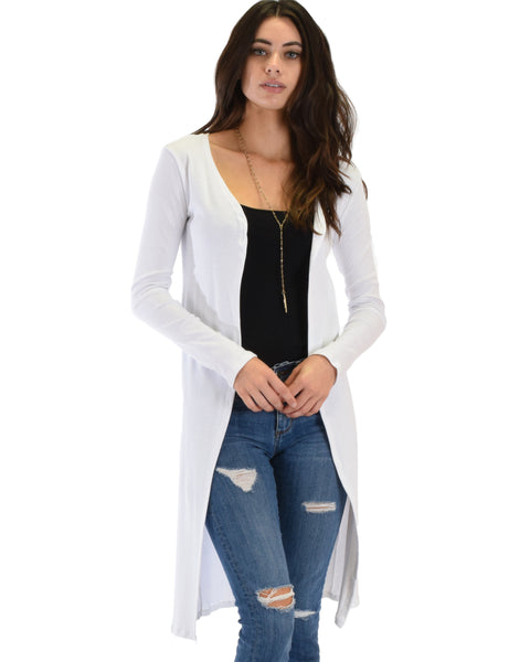 Juniors Graceful Ways Long Ivory Cardigan