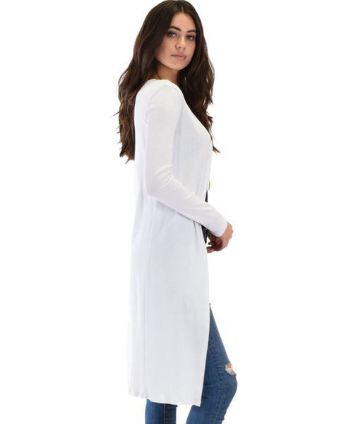 Juniors Graceful Ways Long Ivory Cardigan