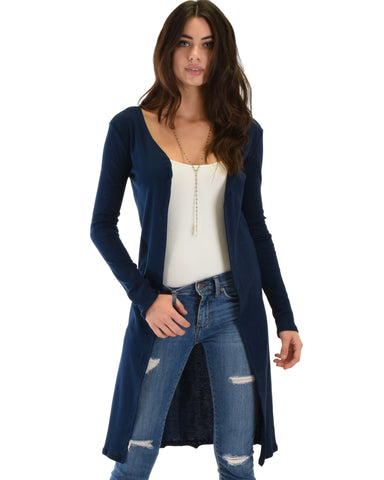 Juniors Graceful Ways Long Navy Cardigan