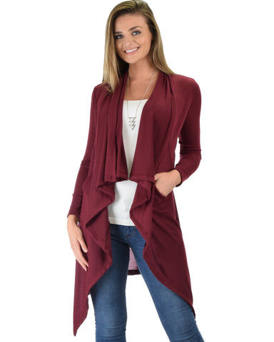 Good Natured Cozy Burgundy Sweater Cardigan