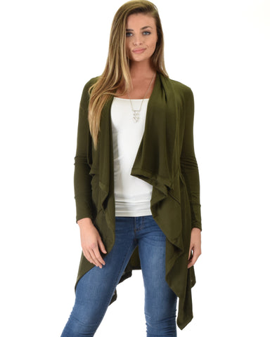 Good Natured Cozy Olive Sweater Cardigan