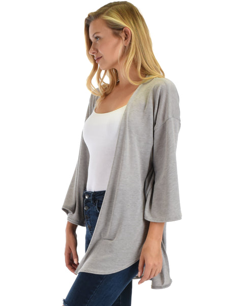 Lyss Loo Graceful Ways Grey Kimono Style Cardigan Top