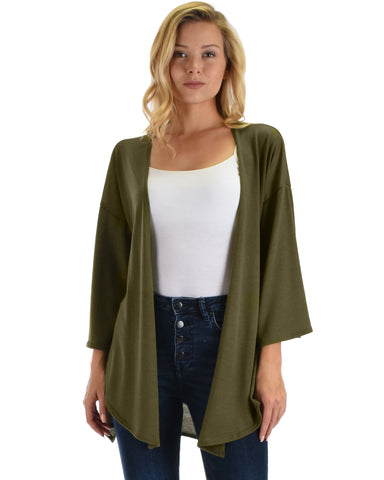 Lyss Loo Graceful Ways Olive Kimono Style Cardigan Top