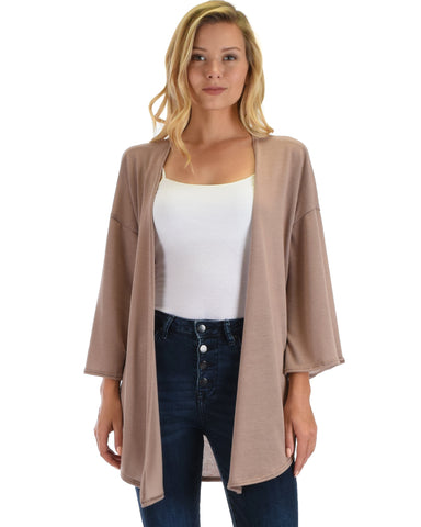 Lyss Loo Graceful Ways Taupe Kimono Style Cardigan Top