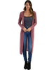 Cover Me Up Long-line Marsala Hooded Cardigan - Full Image