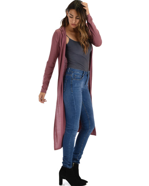 Cover Me Up Long-line Marsala Hooded Cardigan