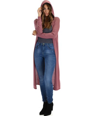 Cover Me Up Long-line Marsala Hooded Cardigan