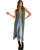 Cover Me Up Long-line Olive Cardigan Vest With Pockets - Main Image