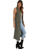 Cover Me Up Long-line Olive Cardigan Vest With Pockets - Side Image