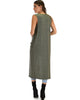 Cover Me Up Long-line Olive Cardigan Vest With Pockets - Back Image