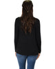 Throw It On Long Sleeve Draped Black Cardigan - Back Image