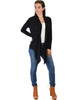 Throw It On Long Sleeve Draped Black Cardigan - Full Image