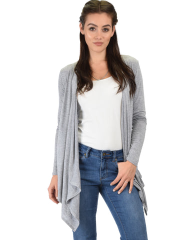 Throw It On Long Sleeve Draped Grey Cardigan