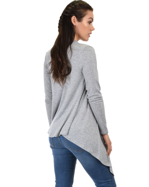 Throw It On Long Sleeve Draped Grey Cardigan