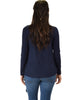 Throw It On Long Sleeve Draped Navy Cardigan - Back Image