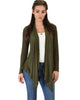 Throw It On Long Sleeve Draped Olive Cardigan - Main Image