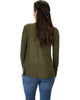 Throw It On Long Sleeve Draped Olive Cardigan - Back Image