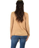 Throw It On Long Sleeve Draped Taupe Cardigan - Back Image