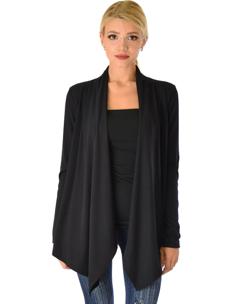 Ribbed Black Cardigan Sweater with Suede Elbow Patch