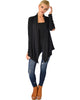 Ribbed Black Cardigan Sweater with Suede Elbow Patch - Full Image