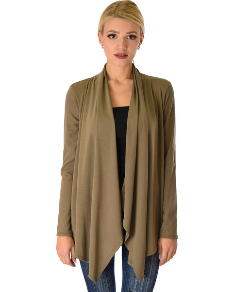 Ribbed Olive Cardigan Sweater with Suede Elbow Patch