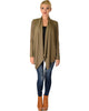 Ribbed Olive Cardigan Sweater with Suede Elbow Patch - Full Image