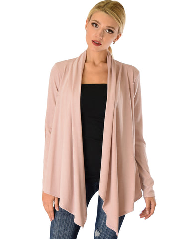 Ribbed Mauve Cardigan Sweater with Suede Elbow Patch