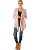 Ribbed Mauve Cardigan Sweater with Suede Elbow Patch - Full Image