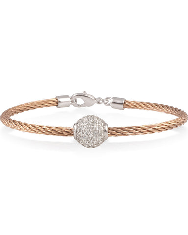 Rose Cable Bracelet With White Crystal Ball