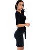 Ride or Tie Bodycon Black Wrap Dress - Side Image