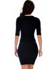 Ride or Tie Bodycon Black Wrap Dress - Back Image