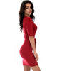 Ride or Tie Bodycon Burgundy Wrap Dress - Side Image